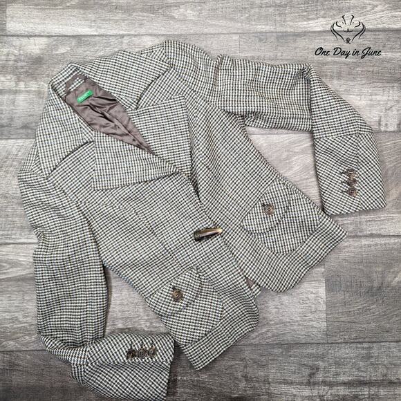 Benetton Vintage Classic Houndstooth Blazer Size 40 (M) - Picture 1 of 5